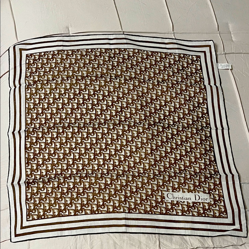 Dior Brown and White Scarf